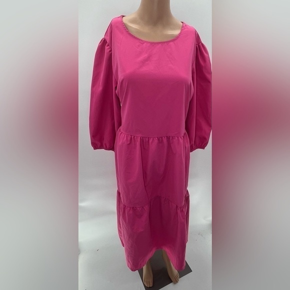 TALL POPLIN TIRED MIDI SMOCK DRESS SZ 10 NWT - Picture 10 of 10